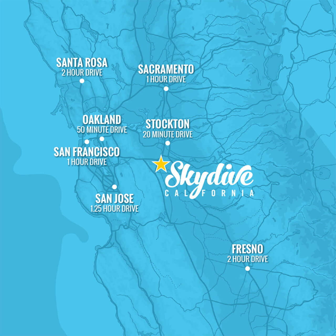 Skydive California map