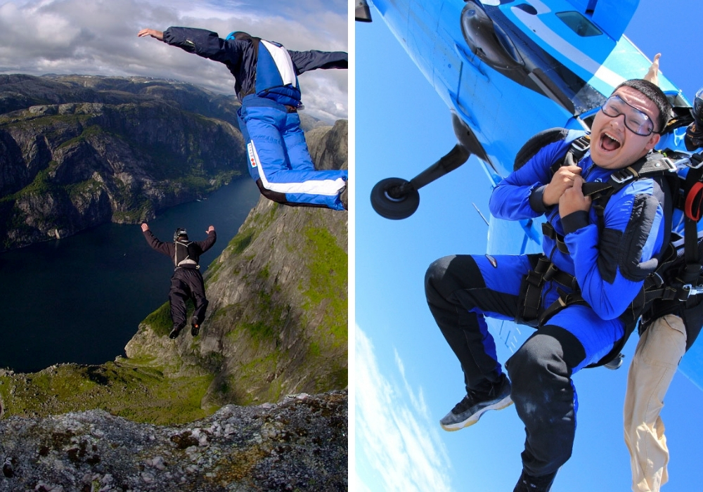 base jumping vs skydiving